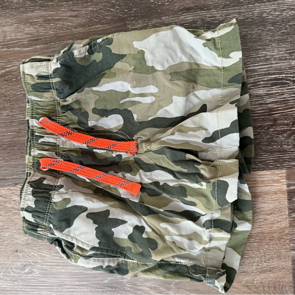 Camouflage Shorts with Orange Drawstring